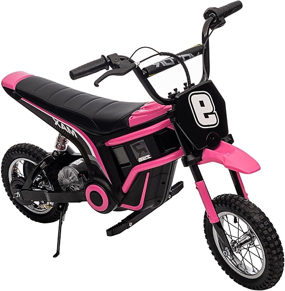 Takywep Electric Dirt Bike, Electric Motorcycle for Kids, Up to 14.29MPH, 350W & 13.7 Miles Long-Range,3-Speed Modes Motorcycle for Kids Ages 8+, Pink