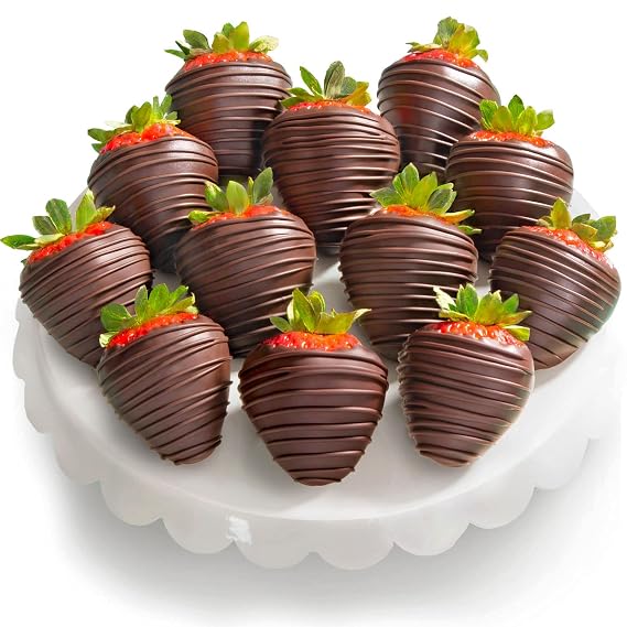 A Gift Inside 12 Dark Chocolate Covered Strawberries Gift Box, Gourmet Chocolate Dipped Strawberries, Fresh Strawberries Covered in Chocolate for Birthdays, Anniversaries & Special Occasions