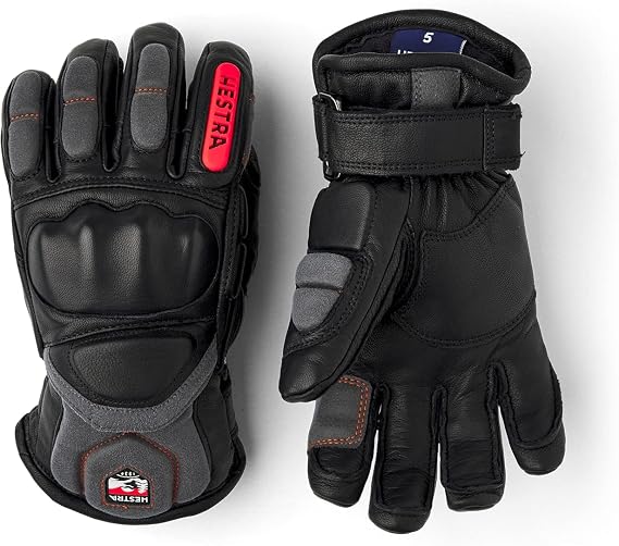 Hestra Impact Racing Junior Leather Glove (Youth 4-13yrs) | Insulated Protective Kids Gloves for Skiing, Racing, Snowboarding & Winter Sports