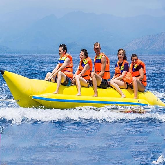 4,5,6,7 Passenger Heavy Commercial Banana Boat for Boating, Inflatable Ride-on Banana Float for Water and Snow Sports, yellow, 164-564-445