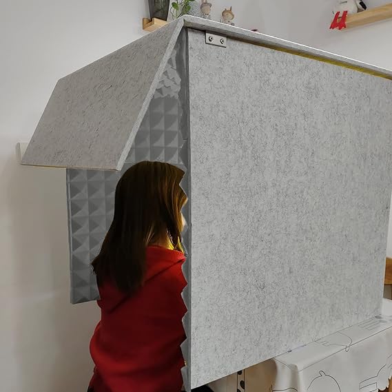Portable Vocal Booth,isolation Booth,sound Booth,Desktop Soundproof Cover,self Made Sound Recording Vocal Booth Box,Vocal Sound Absorbing Shield,for Studio Desk,recording Booth,microphone ( Color : Gr