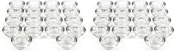 Hosley Set of 18 Clear Glass LED Tealight Holders 3 Inch Diameter Ideal Gift for Weddings Parties Spa, Reiki Meditation Votive Candle Gardens W1 (Pack of 2)