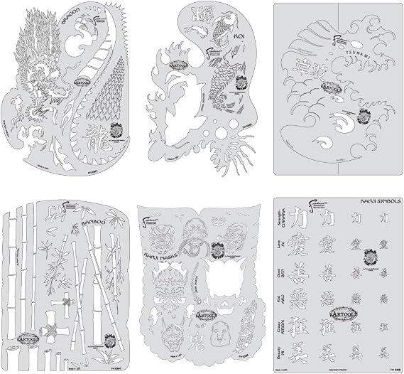 Artool Freehand Airbrush Templates, Kanji Master Set