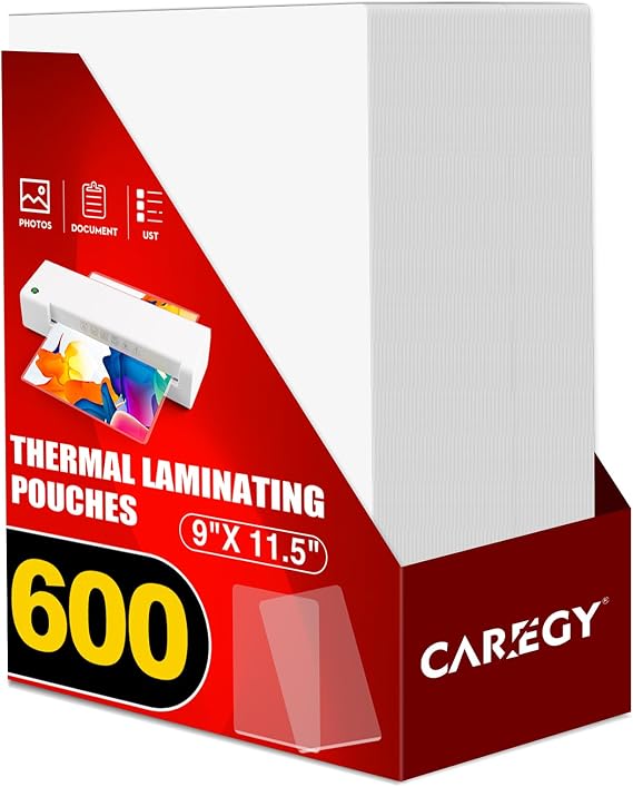 CAREGY 600 Pack Laminating Sheets,Holds 8.5 x 11 Inch Sheets,3 Mil