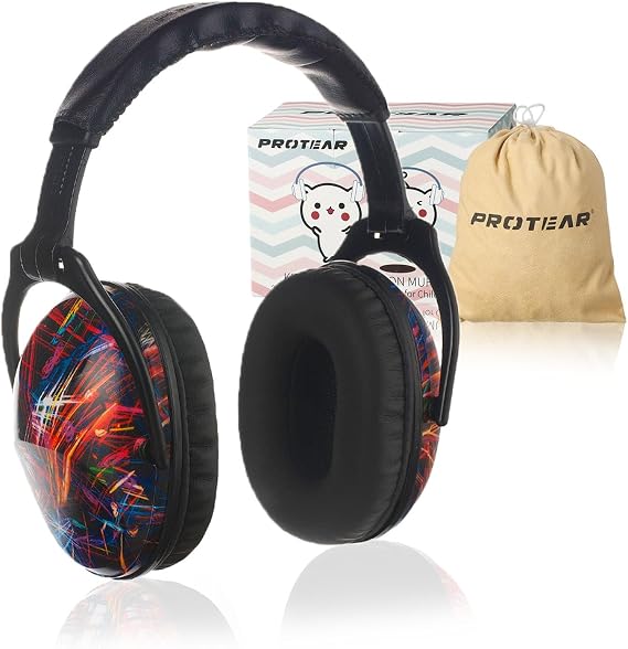 Kids Hearing Protection,25dB NRR Noise Reduction,Sound Proof for Kids,Toddler,Safety Earmuffs for Concert,Airplane,Autism,Monster Jam,Travel,School- BlackFireW
