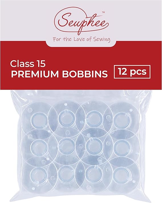 12 Pcs Sewing Machine Bobbins - Premium Class 15 Bobbin - Fits Singer Sewing Machine Accessories - Plastic Bobbins Precision Made in Taiwan (81348)