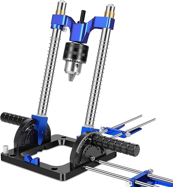 Portable Drill Guide for Angled & Straight Holes,0to 60Multi Angle Drill | Upgraded Drill Guide Drill, Press Adapter for Hand Drill, with 1/2" Chuck, Key, Guide Rod Precision Drilling Jig Attachment