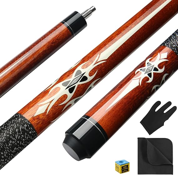 Pool Cue, 58'' 19oz Billiard Cue Canadian Maple Wood Pool Cue 13mm Tips for Professional Pool Cue Players, 1/2 Maple Cue Sticks with Irish Linen Wrap for Billiard Table Sports