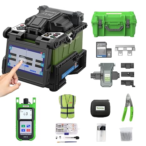4.3 Inch Touch Screen Komshine FX39 Fiber Optic Full Fusion Splicer Kit, Core Alignme Splicer Six Motors, 6S Splicing 16S Heating Automatic Focus+Fiber Power Meter KPM-35 OPM