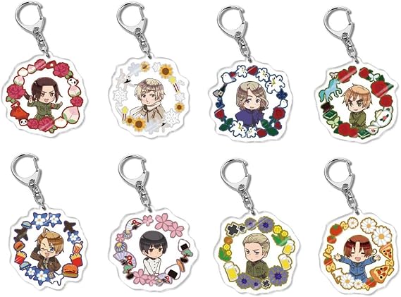 Set of 8 Anime Axis Powers Hetalia Acrylic Keychain Pendant Key Chain Style C