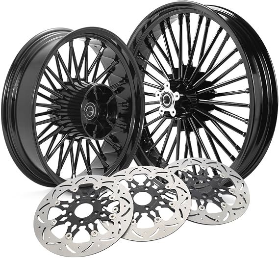 TOFR 21" 18" Fat Spoke Wheels w/Floating Rotors For Harley Touring 09-25