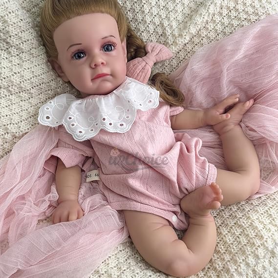 20 Inch Lifelike Full Body Silicone Reborn Baby Dolls Rooted Hair - Soft Realistic Newborn Baby Doll Poseable Real Life Infant Girl Caucasian