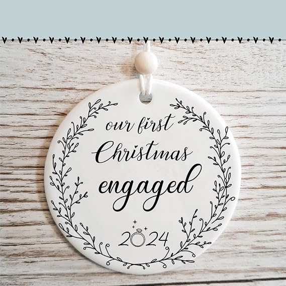 Our First Christmas Engagement Ornament 2024 for Newly Engaged Couples Unique 1st Xmas Engaged Gift