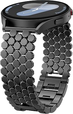 Minyee Compatible with Samsung Galaxy Watch 7 6 5 4 FE 40mm 44mmWatch 6 Classic 43mm 47mmWatch 5 Pro 45mm Bands for Women, 20mm Dressy Metal Gold Chain Honeycomb Luxury Chic Link Bracelet Strap