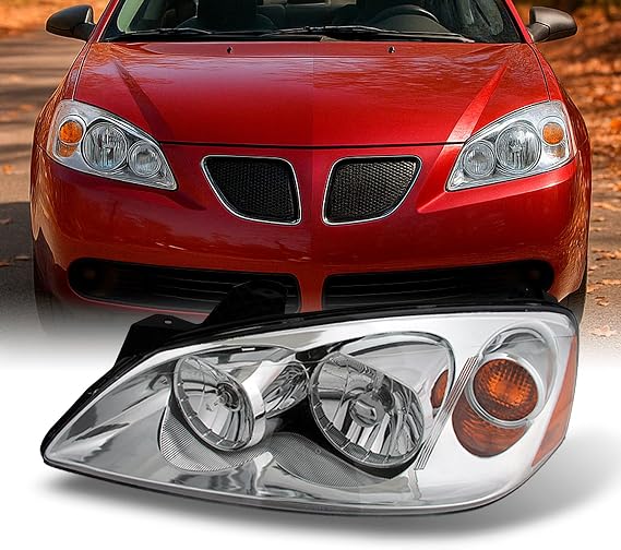 AKKON - For 05-08 Pontiac G6 Chrome Bezel Driver Left Side Headlight Direct Replacement Lamp Replacement