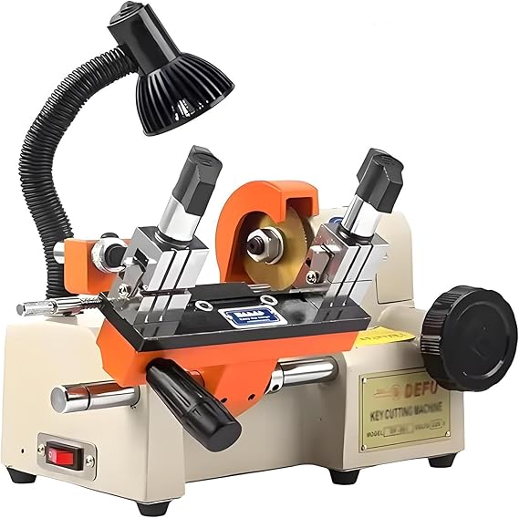 Horizontal Key Cutting Machine Duplicator with LED Lighting, High Precision Cloner, Knife Sharpener for Locksmith and Key Duplication Business