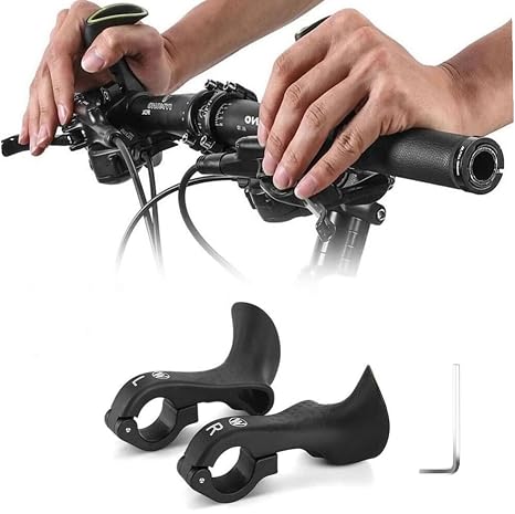 NUHUi Mountain Bike Handlebar Ends MTB Inner Bike Bar Ends Mountain Bicycle Handlebar Extender Bar Ends Attachments Lightweight Gift Ergonomic Design Equipped with Fluorescent Lamp(Small)