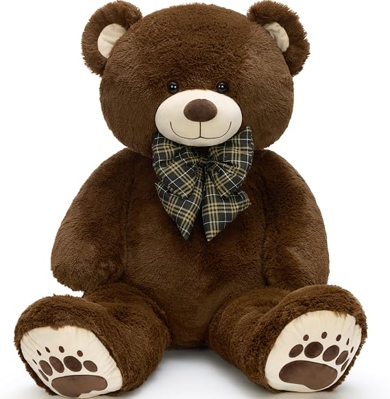 MorisMos Cute Giant Teddy Bear 120cm/48in- XXL Large Washable Cuddly Super Soft Teddybear, Fluffy Stuffed Teddys Plush Toy Gifts for Kids, Girls, Wife, Girlfriend Birthday, Party Decor 4ft Brown