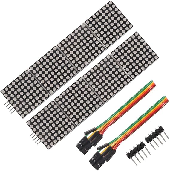 2pcs MAX7219 Dot Matrix Module for Arduino Microcontroller 4 in 1 Display with 5pin Line (Red)