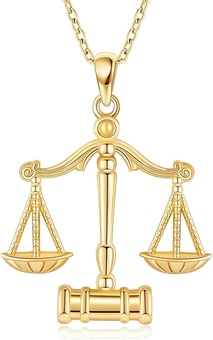 YAFEINI Lawyer Necklace S925 Sterling Silver Justice Scale Pendant Necklace Gavel Necklace Judge RBG Juror Pendant Lawyer Gifts for Women