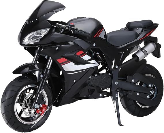50cc 4-Stroke Pocket Rocket Motorcycle, 8 Inch Wheels Mini Motorcycle, Gas Pocket Motorbike with Front Rear Disc Brakes, Dual Headlights