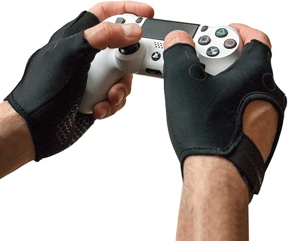 Gaming Grip Gloves Hexotech Pro Gamer Anti-Sweat Fingerless Tactical Gloves for Controller Grip Perfect for Xbox Series X, PlayStation 5 Dualsense (Set of 2 Gloves)