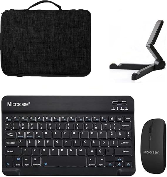 Microcase Honor MagicPad 4 12.3 inch PaperMatte Edition Uyumlu Tablet Çanta+Türkçe Bluetooth Klavye+Mouse+Tablet Standı-Siyah AL8128