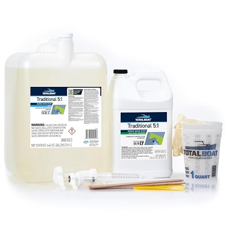 TotalBoat 5:1 Marine Epoxy Resin for Fiberglass & Wood - 4.5-Gal Kit, Fast