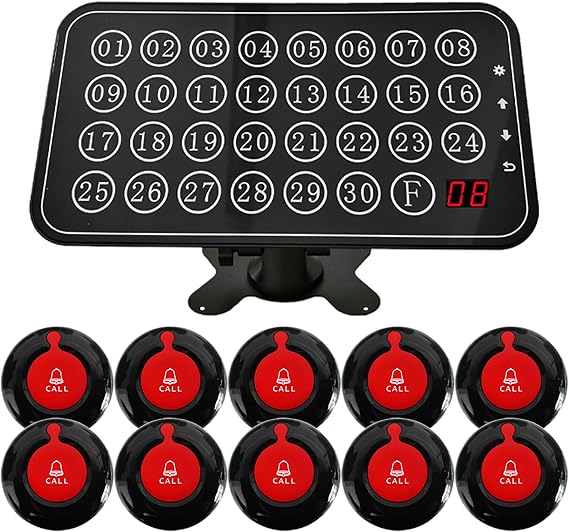 Life Alert Care Giver Pager Nurse Call System 30-line Elderly Monitoring 10 Emergency Bathroom Alarm Button for Patients Seniors Disabled SOS Help for Nursing Home Hospital Clinic Restaurant