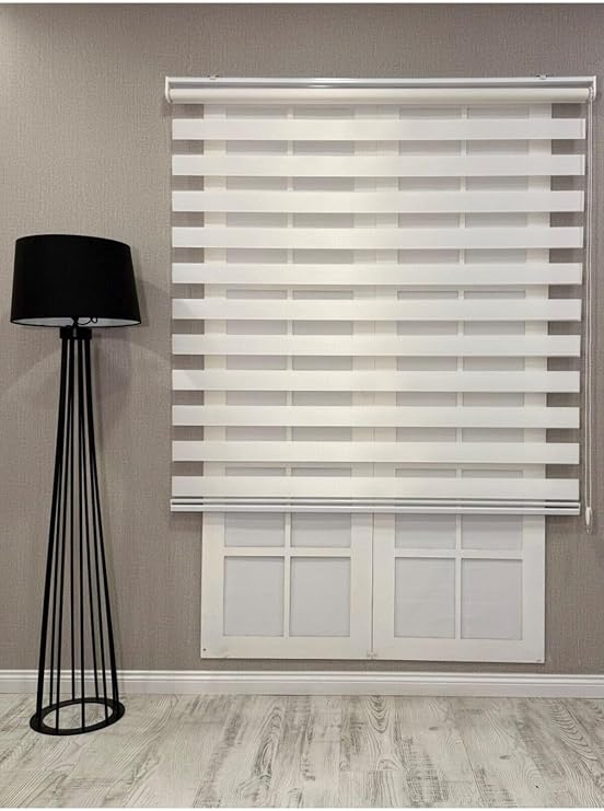 Bambu Zebra Stor Güneşlik Perde, Beyaz, 70 x 200