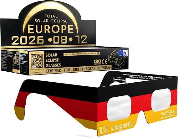 Absolute Eclipse Solar Eclipse Glasses 2026 to See the Solar Eclipse - ISO 12312-2 CE Certified - August 12 2026 - Adult Children - EU Manufacturer Approved AAS - 55+ Designs