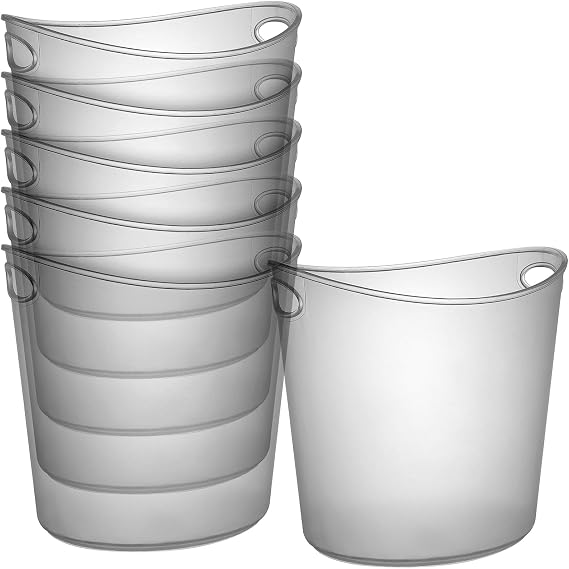 Fineline Settings Platter Pleasers Clear 1 Gallon Oval Ice Bucket 6 Pieces