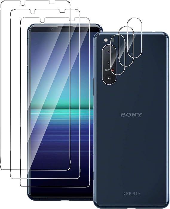 QULLOO Compatible with Sony Xperia 5 II Screen Protector + Camera Lents Protector [3 Pack + 3 Pack ], HD Clear Anti-scratch Anti-Fingerprint Bubble Free Tempered Glass Film (Easy Install)