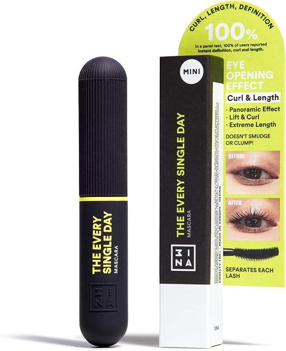 3INA - The Every Single Day Mascara (mini) - Black Mascara | for Volume and Length - Definition Flake-Free Tubing Mascara -Travel Size - Vegan - Cruelty Free