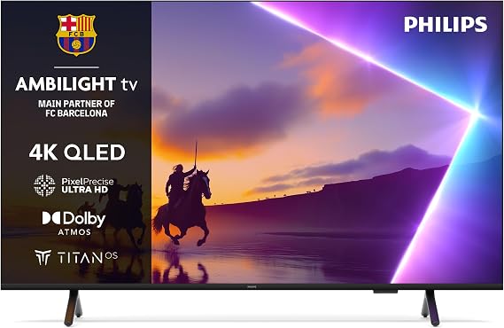 Philips Ambilight 55PUS8500 4K QLED Smart TV - 55 Inch Display with Pixel Precise, Ultra HD, Titan OS Platform and Dolby Atmos Sound, Works with Alexa and Google Voice Assistant [Energy Class F]