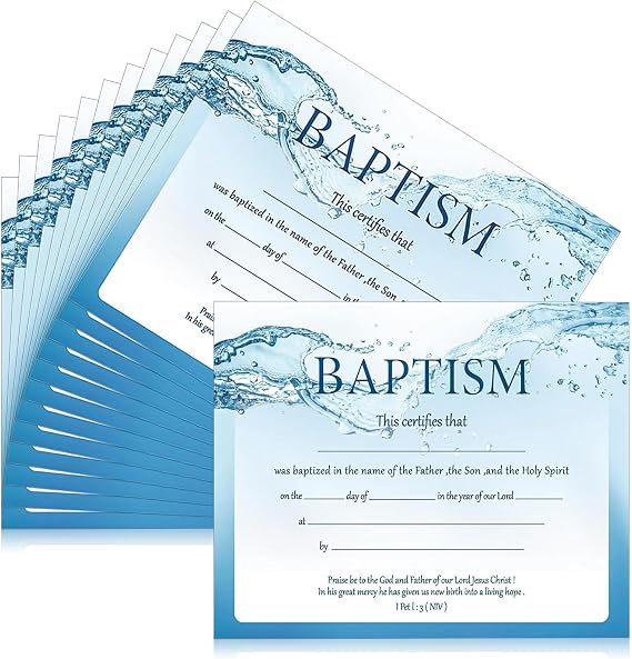 Jetec 12 Pcs Baptism Certificates for Church 11 x 8.3 Inch Blank Baby Dedication Paper Single Side Printed Baptismal Award Christening Recognition Gifts (WIL-Jetec-693)