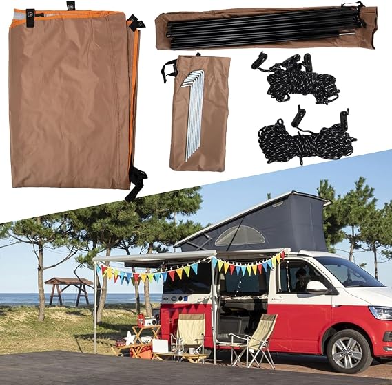 Large Waterproof Campervan Sun Canopy Awning, Fire Retardant 210D Denier Fabric Canopy For Motorhome Van Campervan Suv