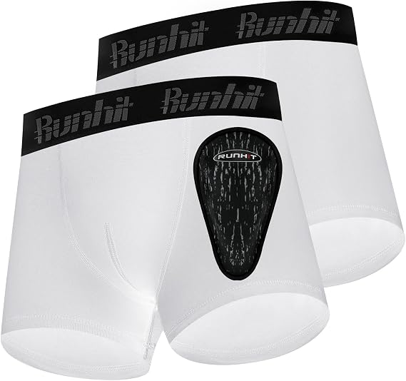 Runhit Boys Baseball Cup Underwear Football Cup Boxer Brief Youth Compression Shorts with Soft Protective Athletic Cup