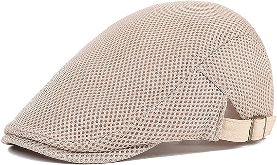 DIYDECAL Mens Breathable Mesh Summer Hat Adjustable Newsboy Beret Ivy Cap Cabbie Flat Cap