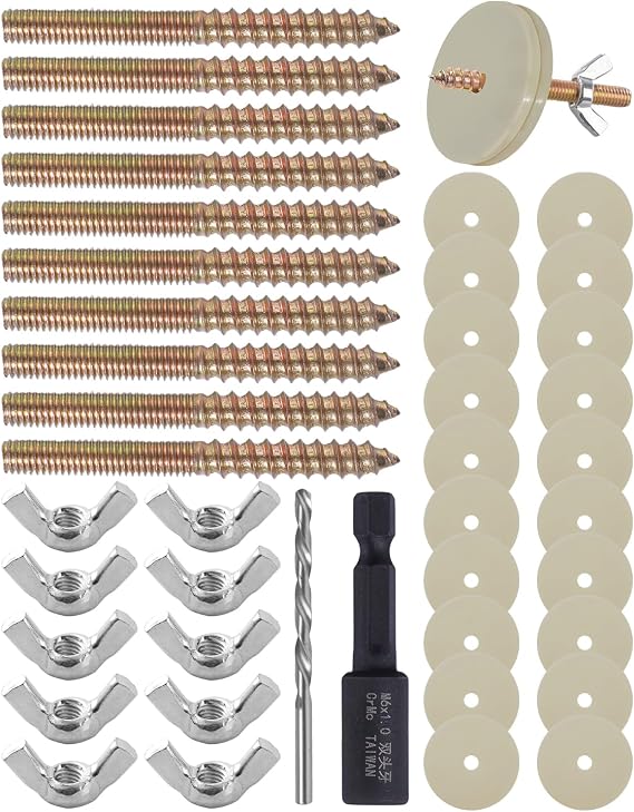 10 Sets Bird Perch Screws with Drill Bit & Socket, Bird Perch Hardware for Cage Platform Mounting, DIY Cage
