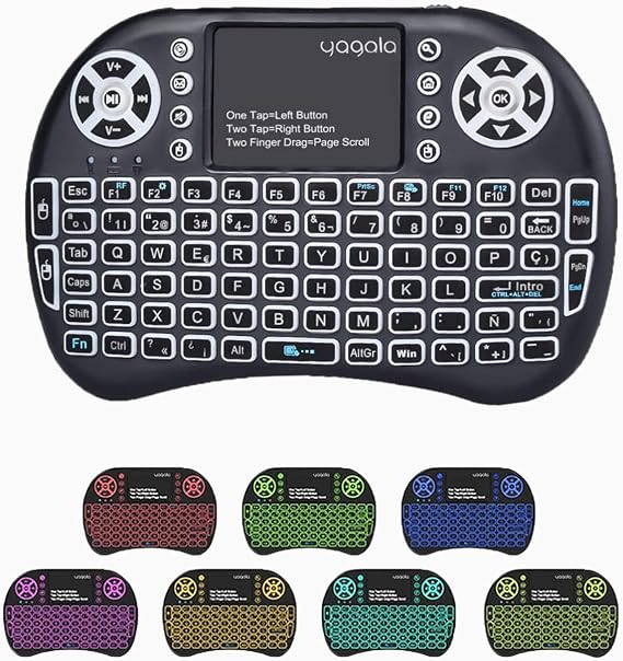 Arkadan aydınlatmalı mini klavye dokunmatik fare, taşınabilir 2,4 GHz mini kablosuz klavye, dokunmatik yüzeyli, iPad, bilgisayar, Android TV kutusu, akıllı TV, tablet ve Windows OS için çalışır