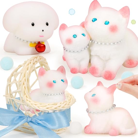 NINAOR Squishy Fidget Toys Squeeze Soft Cat Dog for Stress Relief Cute Stuff Sensory Toys 5Pcs, Stocking Stuffers Pinata for Kids Party Favors Treasure Box Desk Toys for Classroom Anxiety Travel Gifts