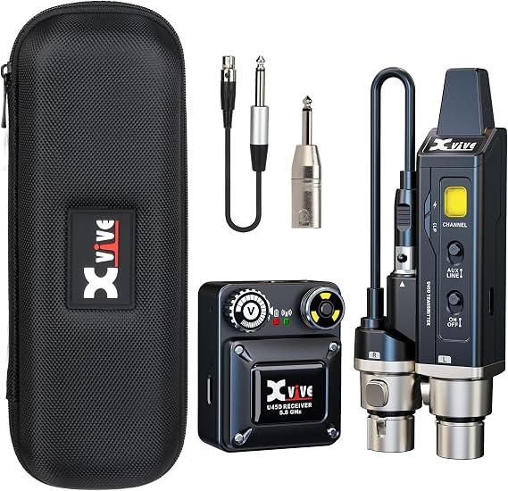 Xvive U45D True Stereo Wireless in-Ear Monitor System, 4 Monitoring Modes Stereo/L/R/Mix, 5.8GHz IEM for Musicians, Bands, Worship Teams, Dual XLR Inputs, Less Than 5ms Latency