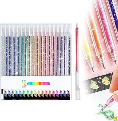 Dual Tone Iridescent Glitter Gel Ink Pens, 2025 New Sparkle Metallic Gel Pen Set for Coloring, Glitter Gel Pens for Kids Adult Office Back to School Supplies 18-color