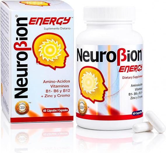 60 Caps Neurobion Energy - Amino Acids Vitamin B1 B2 B6 B12 - Increases Brain Alertness & Stamina