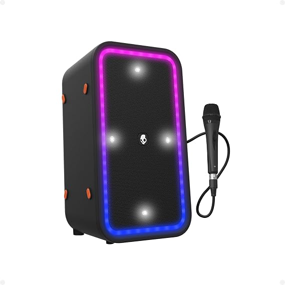 Skullcandy Stomp XL Bluetooth Speaker IPX7 Waterproof Wireless Portable Speaker, with LED Lightshow & Strobe Modes, 12 Hour Battery, Multi-Link, USB-C & USB-A Output Charging (Stomp XL, Black)