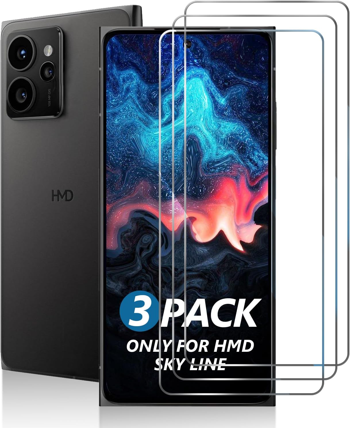 Screen Protector for HMD Skyline Tempered Glass, 3-Pack High Transparency Tempered Glass HMD Skyline Screen Protector, Case-Friendly