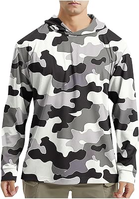 Hoodies for Men Quick Dry UPF 50 UV Sun Protection Shirts Camo Outdoor Long Sleeve Shirts SPF Rash Guard Fishing Shirt