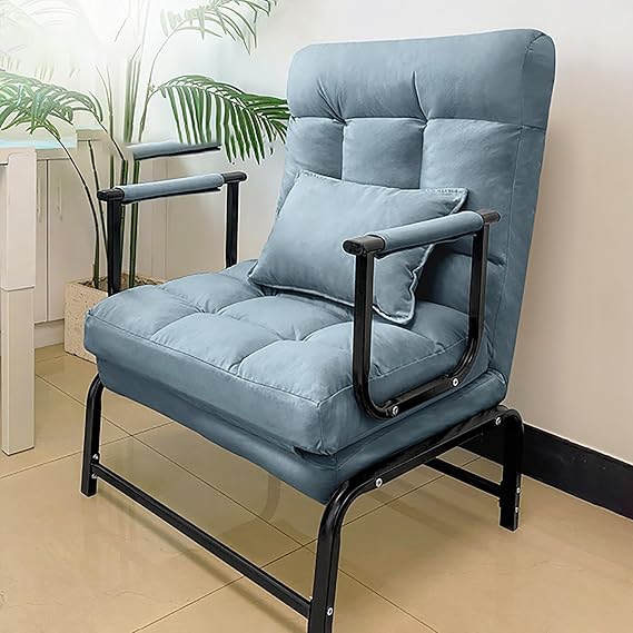 Folding Portable Reclining Lawn Chair, Outdoor Furniture Recliner Folding Lounge Camping Chair, Adjustable Reclining Chairs, Suitable for Living Room, Bedroom, Study Room, Studio ( Color : A-Azure )