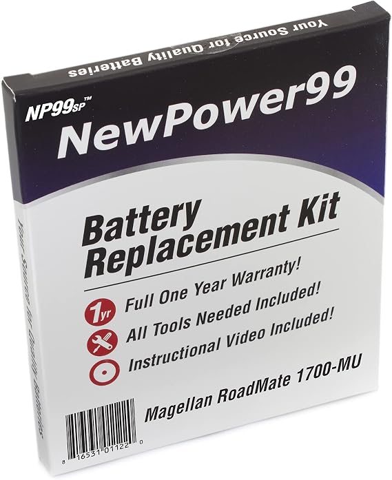 NewPower99 Battery Replacement Kit with Battery, Video Instructions and Tools for Magellan RoadMate 1700-MU